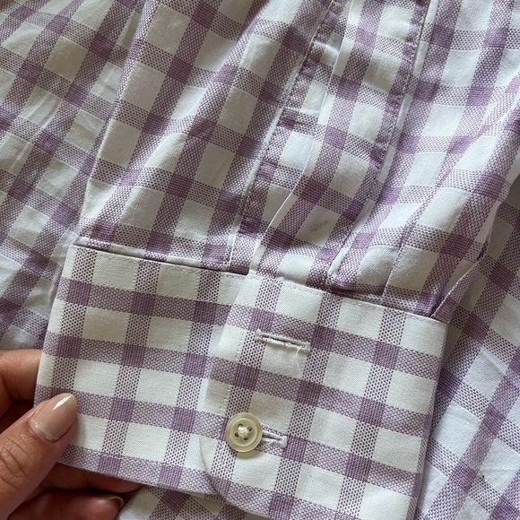 Charles Tyrwhitt Lavender & White Checkered Button Down Collar Shirt - Picture 2 of 7